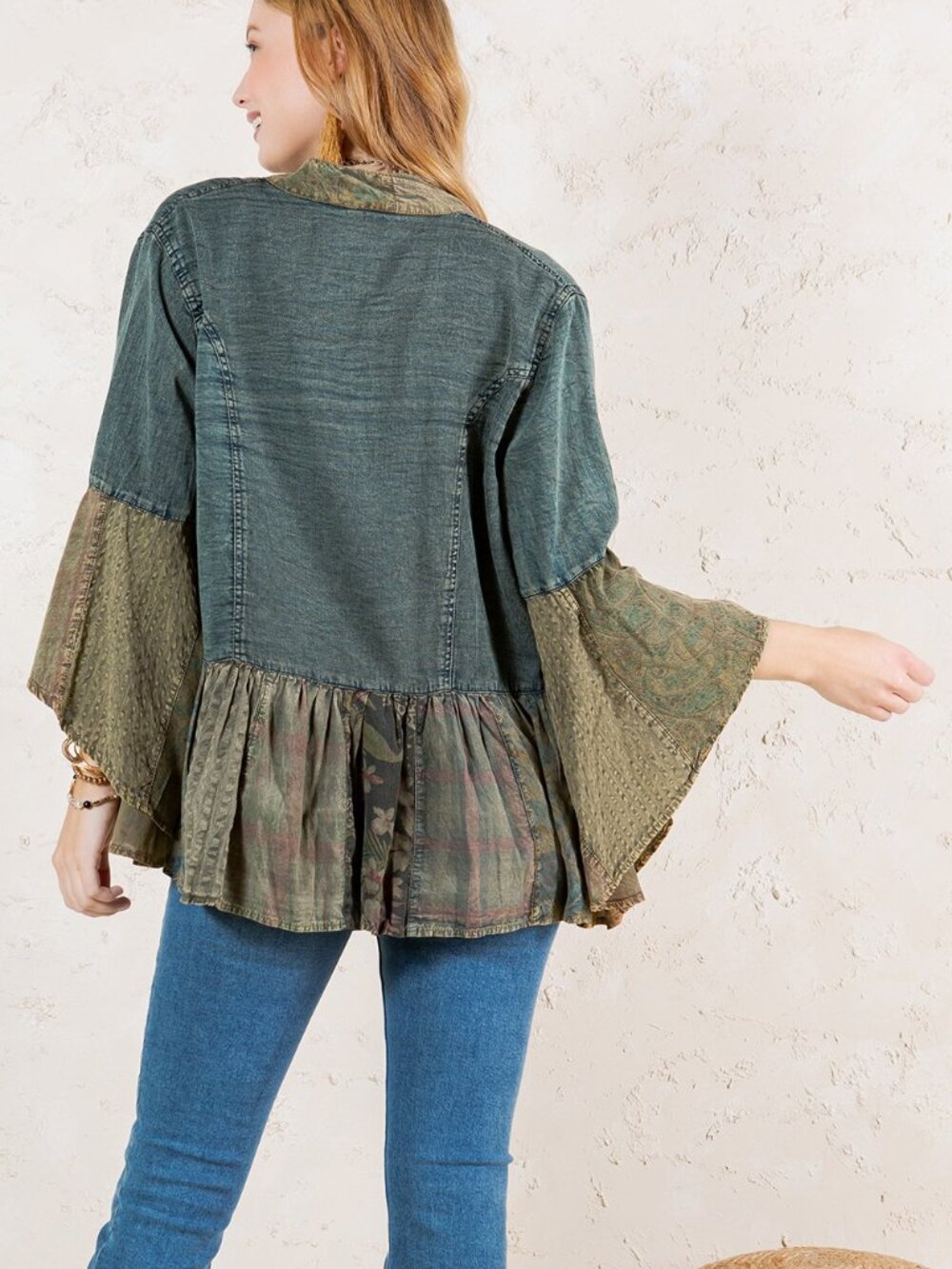 Western Boho Chic Tiered Patchwork Top - Picture 4 of 5